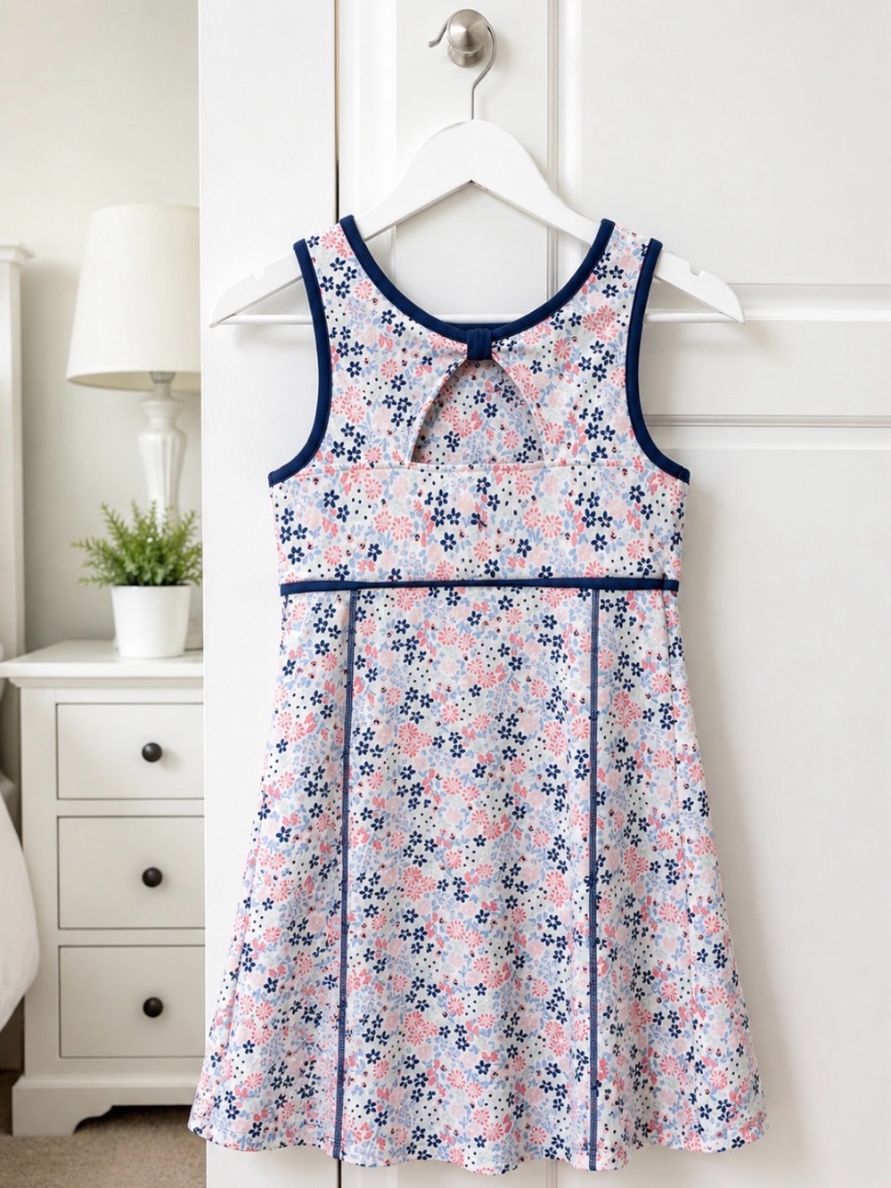 Tommy Bahama Pink, Navy & White Floral Sleeveless Dress